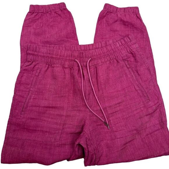 Athleta Retreat Linen Pant size 6 Coffeeberry Pink Jogger Pockets - Picture 6 of 7